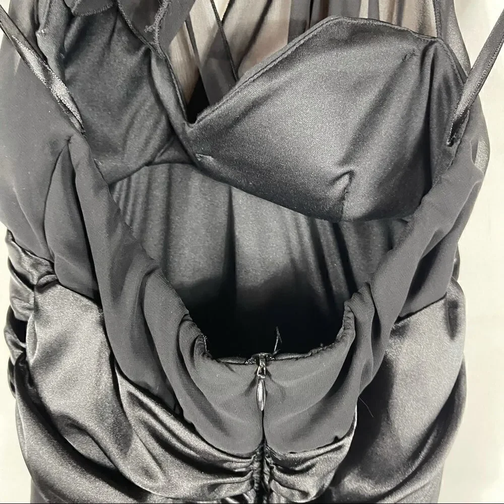 Connect A-Line Halter Black Short Chiffon Dress